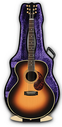 3D Acoustic Guitar Card standing upright on folding base