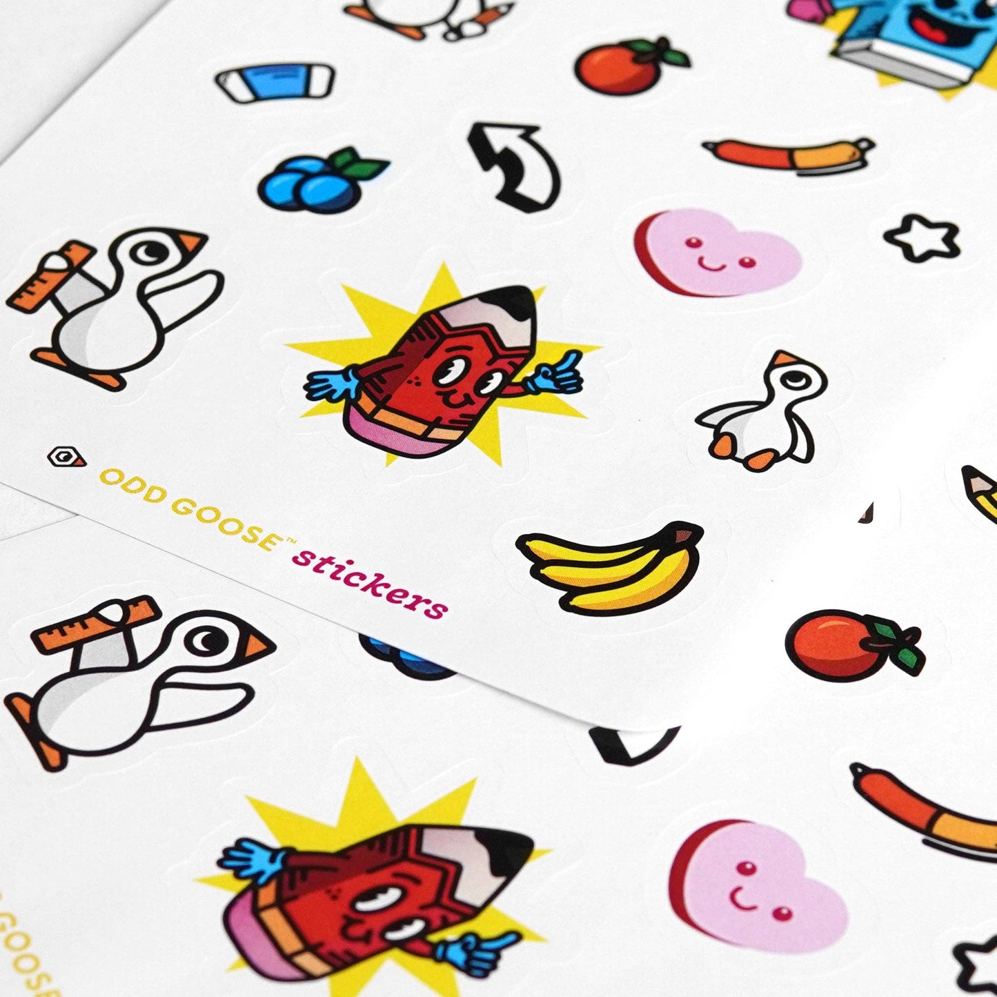 Funky Friends stickers in biodegradable packaging made in the UK