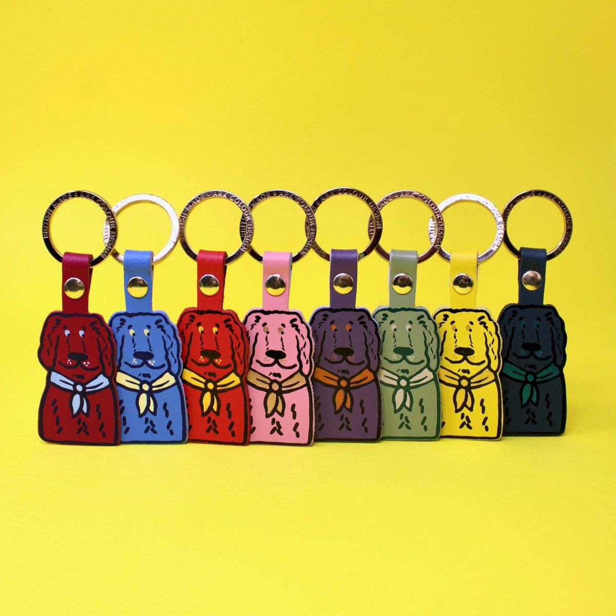 Spaniel Leather Key Ring with Gold Plated Ring