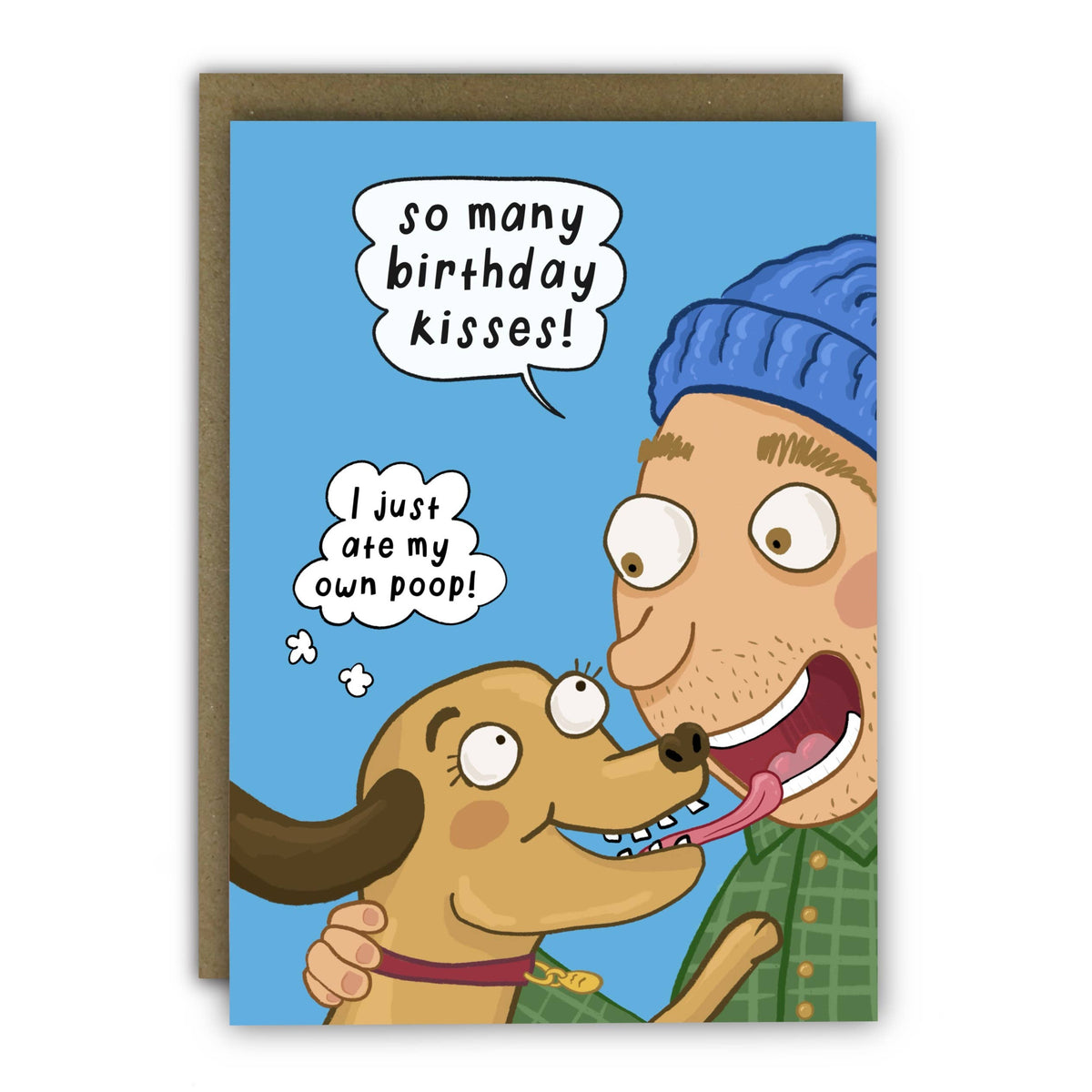 Funny Dog Poop Birthday Kisses Card Front