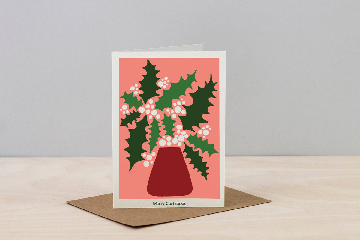 Eco-friendly Christmas card pack packaging with gold sticker seal
