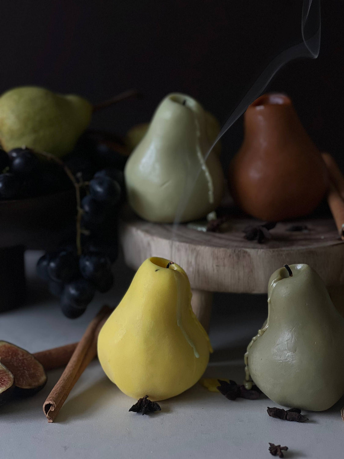 Eco-friendly pear-shaped candles group