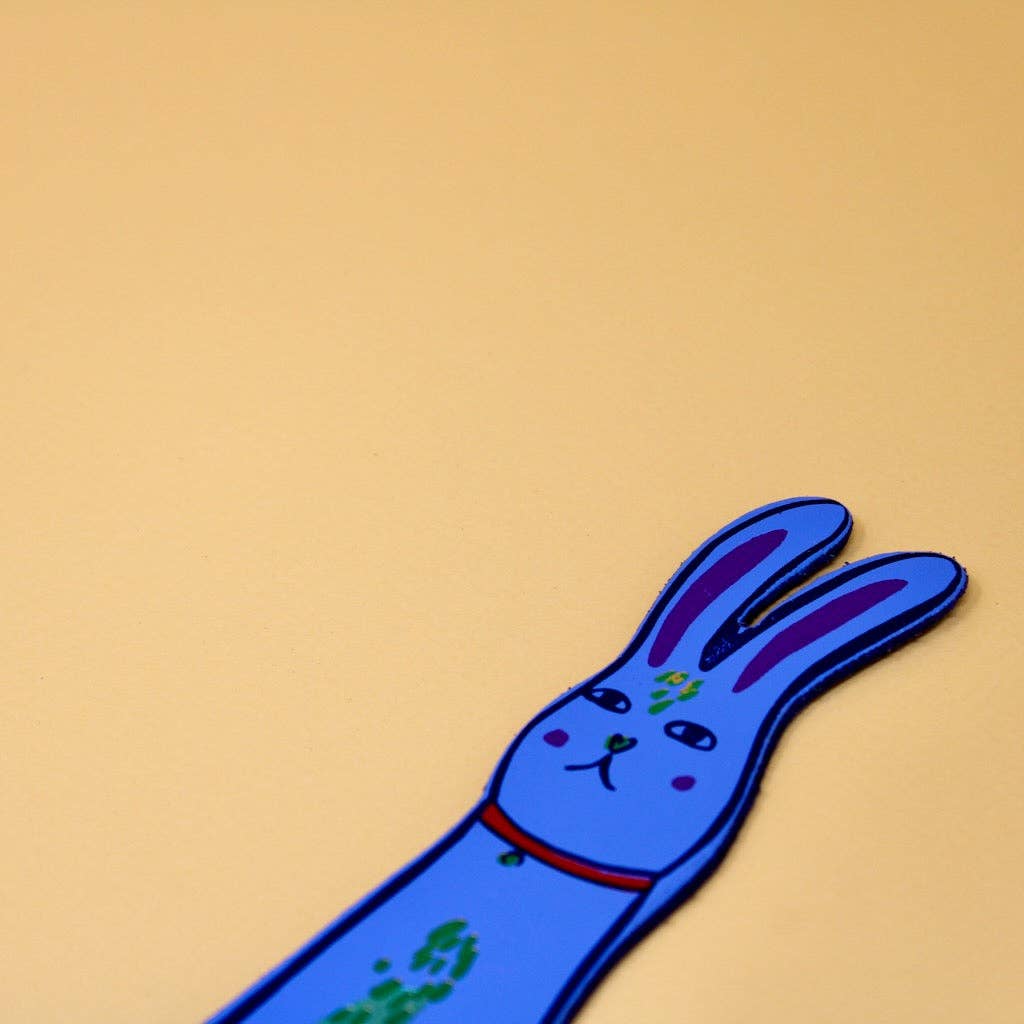 Cute bunny themed leather bookmark 20cm height