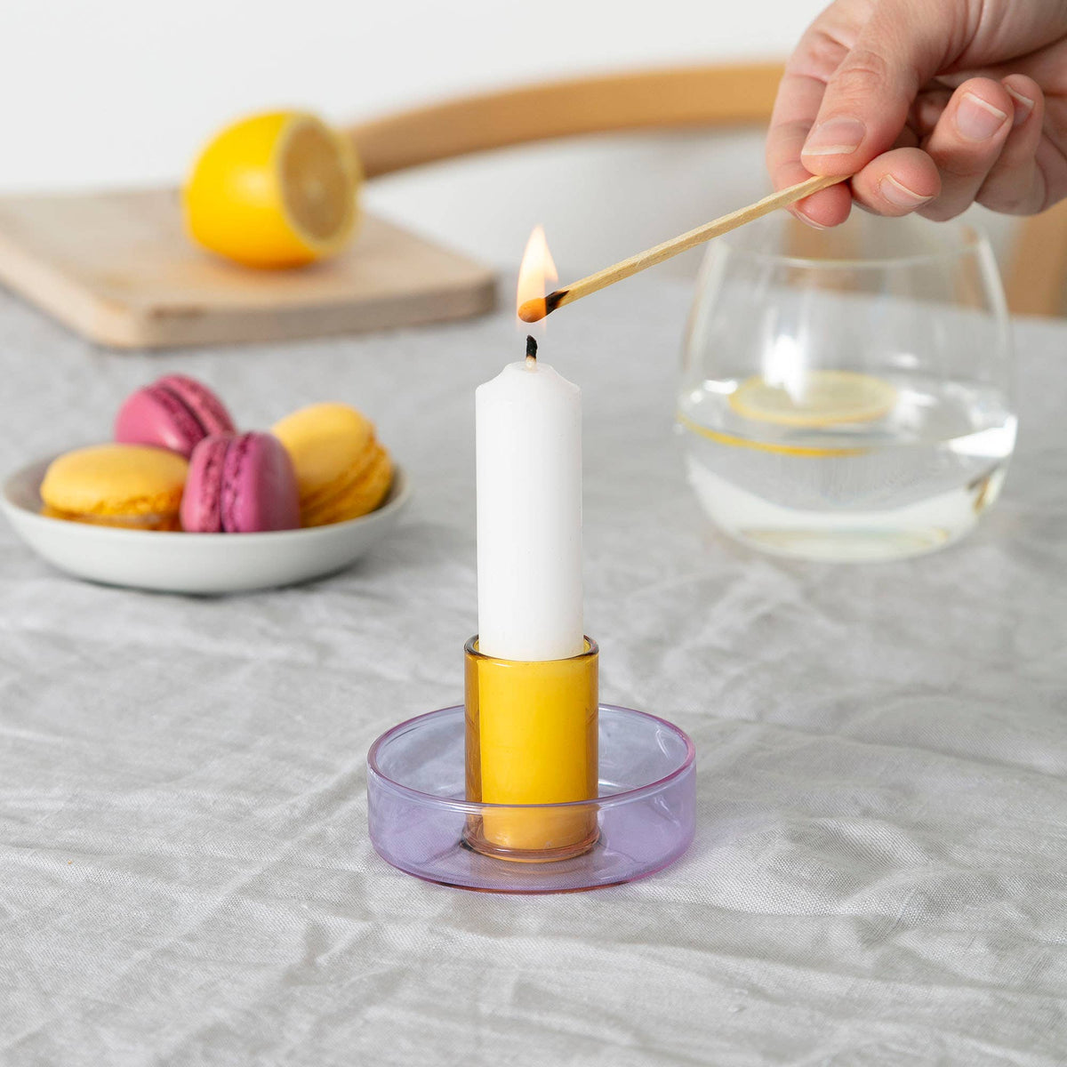 Duo Tone Glass Candle Holder in Blue