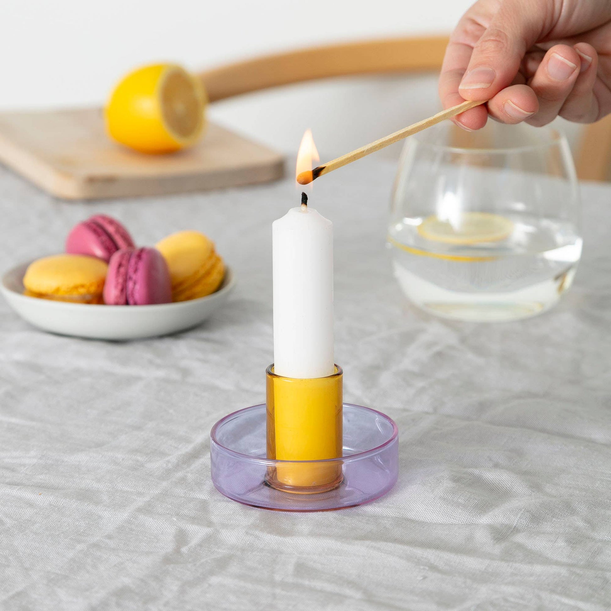 Duo Tone Glass Candle Holder in Blue