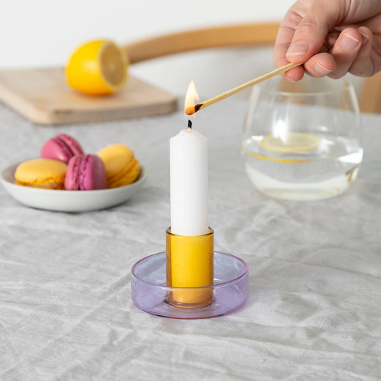 Duo Tone Glass Candle Holder in Blue