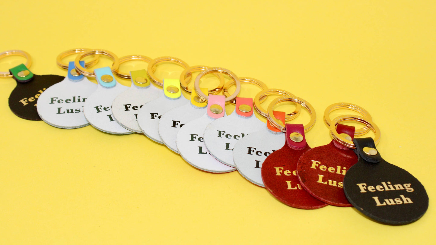 Feeling Lush Smiley Key Ring – Genuine Leather, British Made