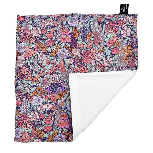 Reusable Face cloth in Liberty Ciara Lavender on one side and white cotton on the other side.