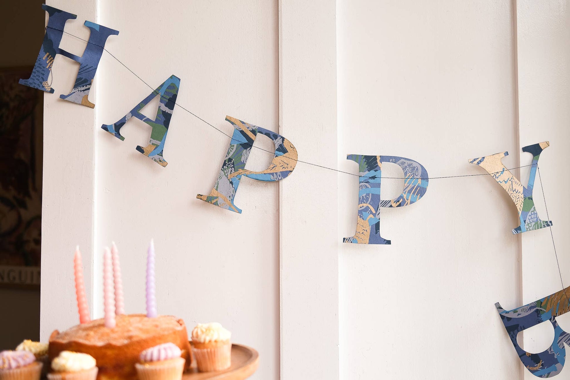 Happy Birthday Recycled Blue Garland