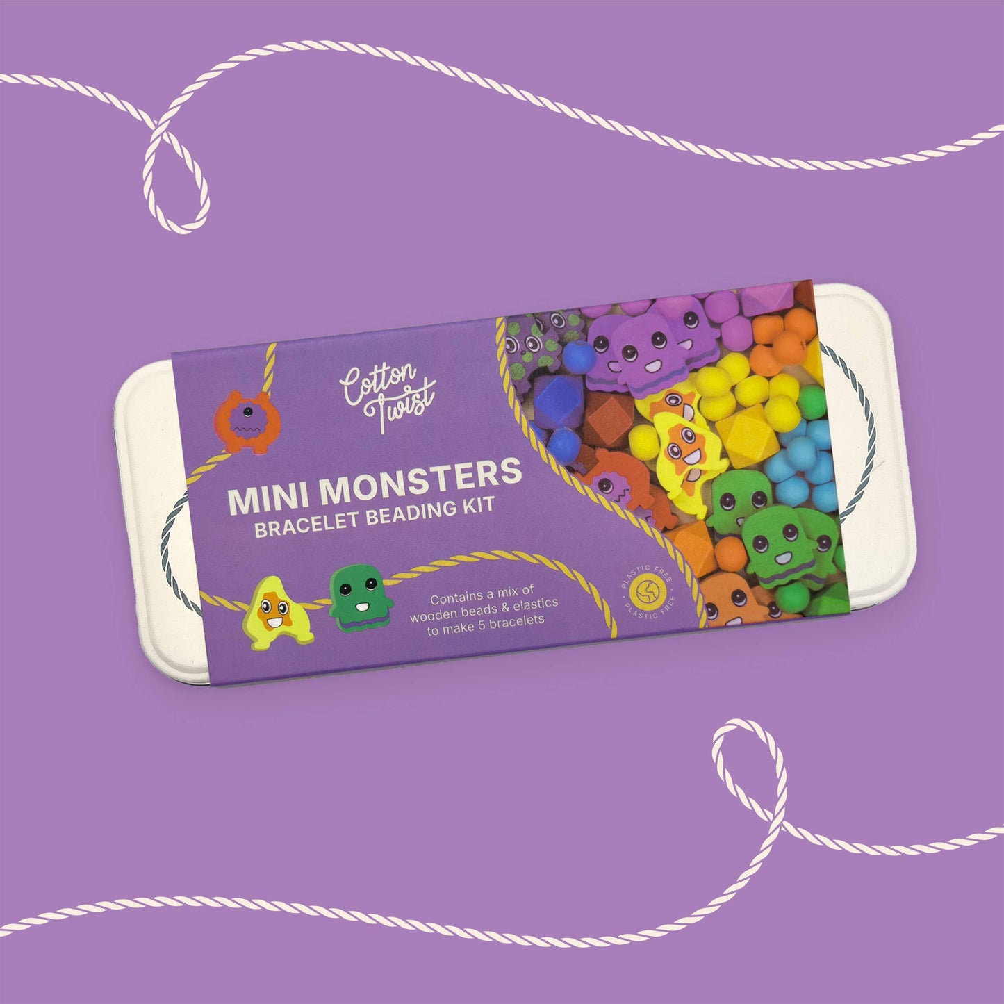 Wooden monster character beads for jewellery making