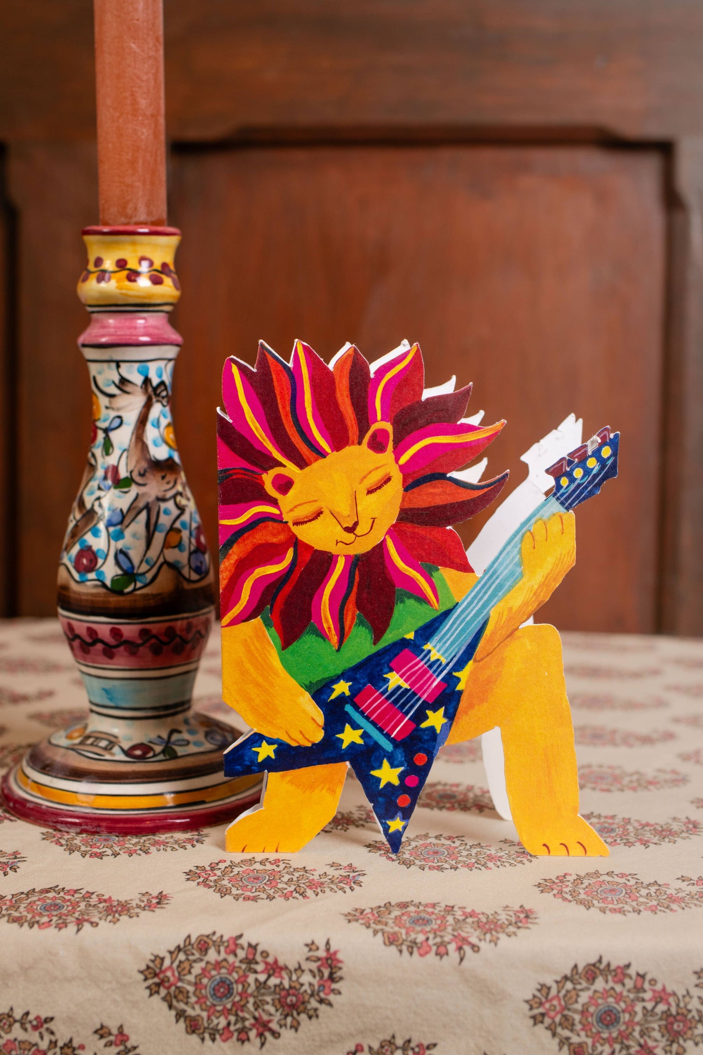 Hand-illustrated lion greeting card by Hutch Cassidy