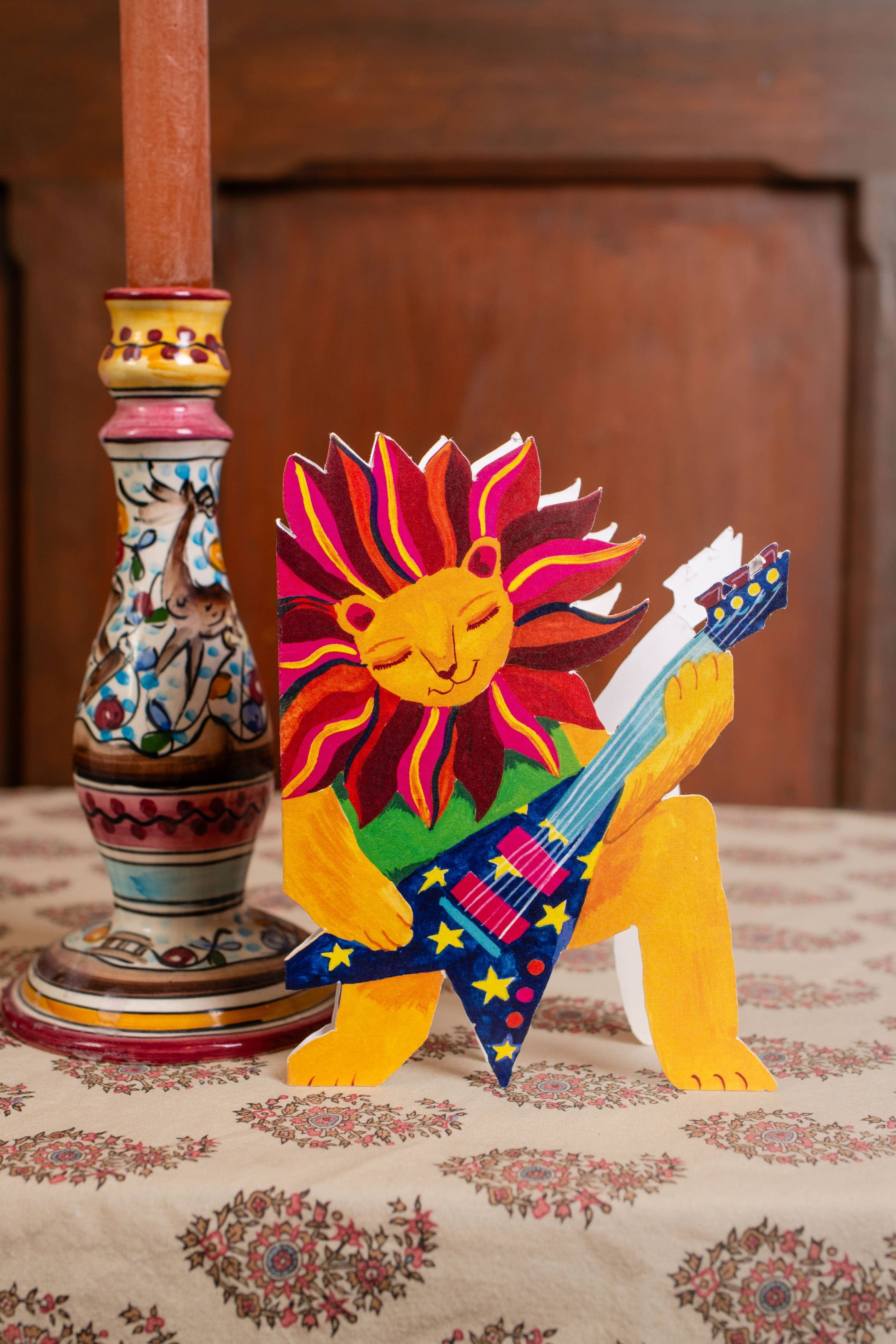 Hand-illustrated lion greeting card by Hutch Cassidy