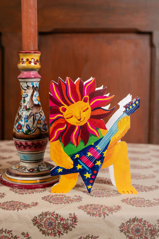 Hand-illustrated lion greeting card by Hutch Cassidy