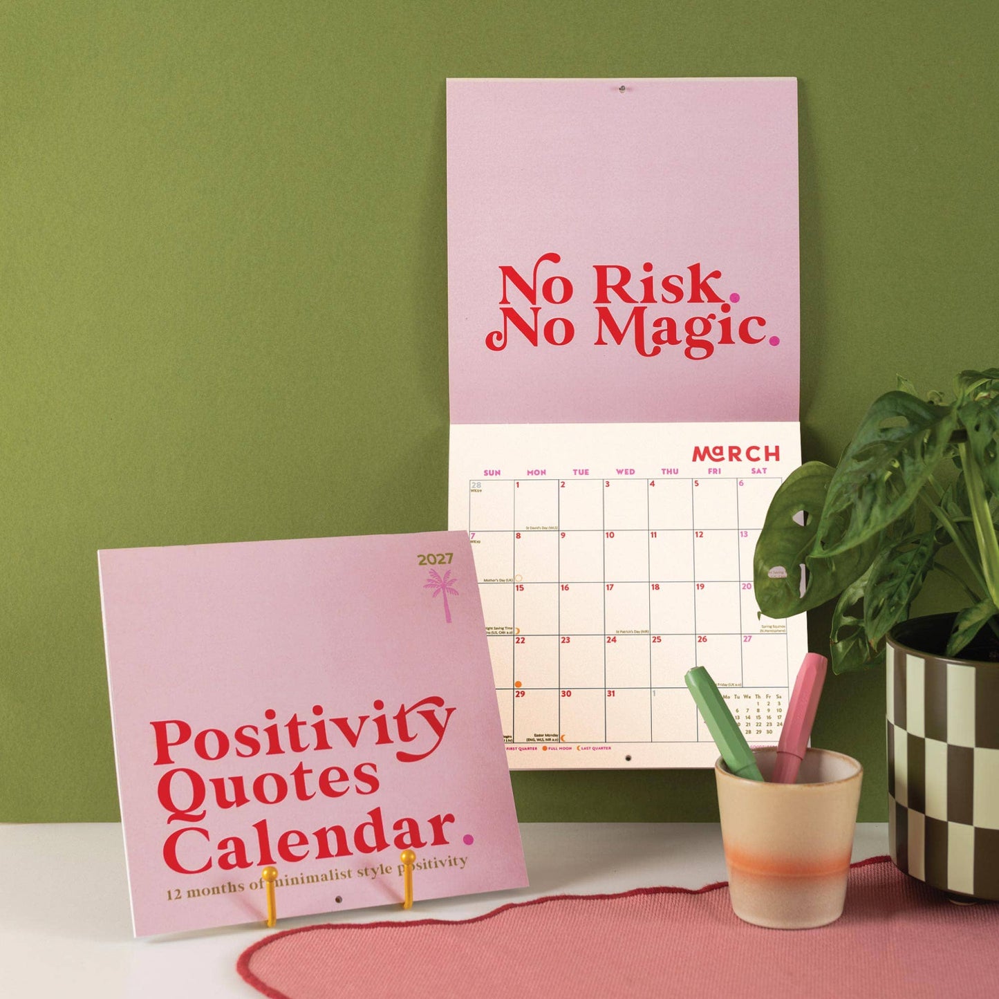 2027 Positivity Compact Wall Calendar open on a monthly page
