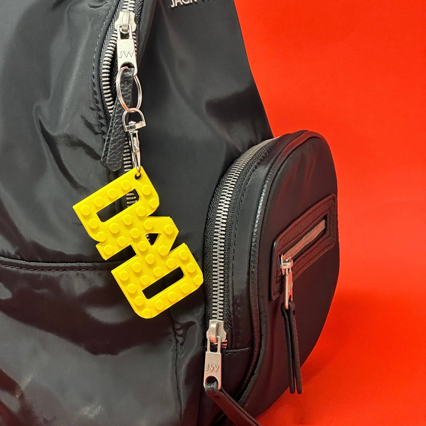 Yellow building block style Dad keychain