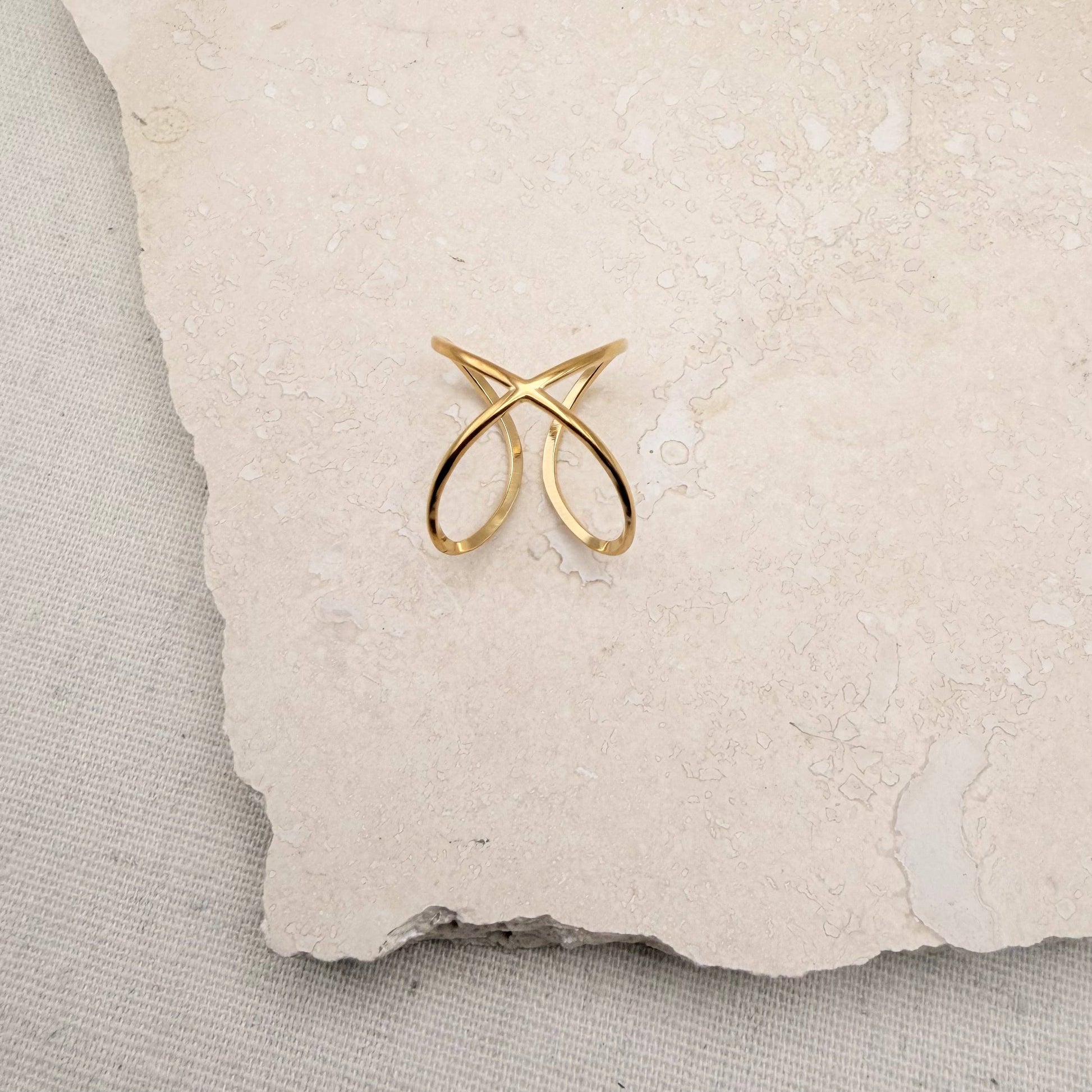 Adjustable Gold Cross Ring in luxury gift pouch