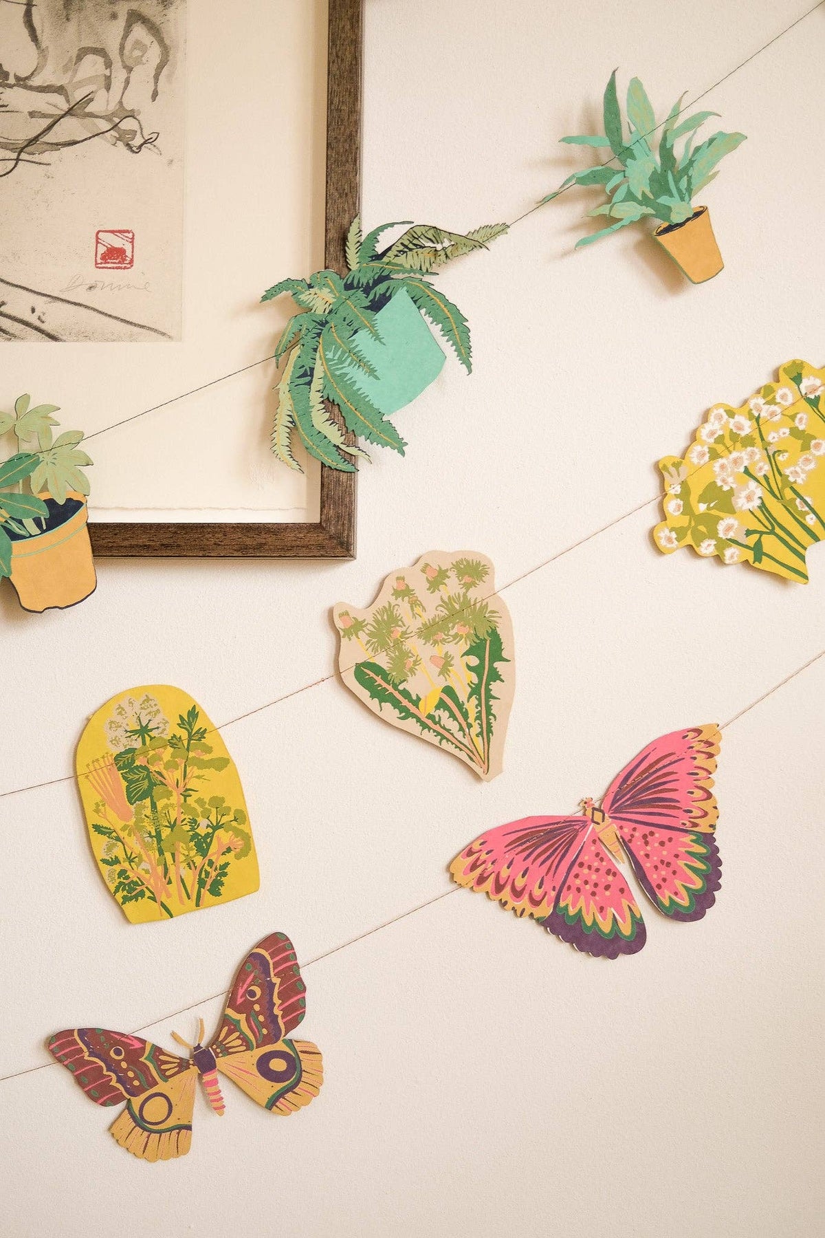 Close up of screen printed recycled paper butterfly detail
