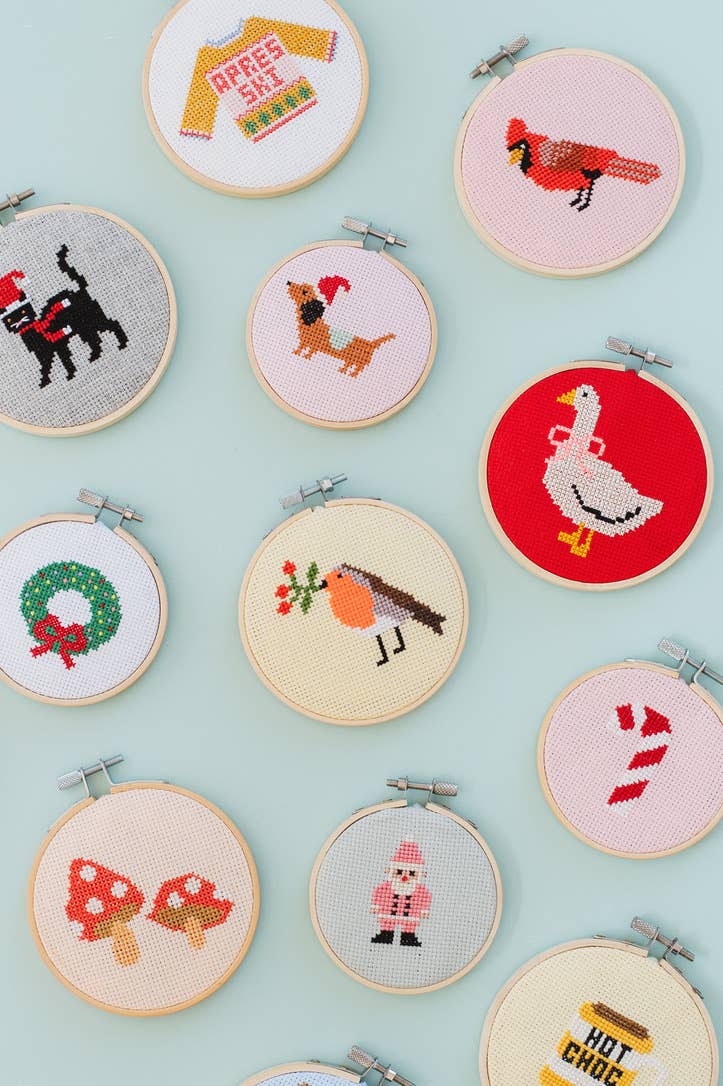 Holiday crafting with the Let It Snow cross stitch kit