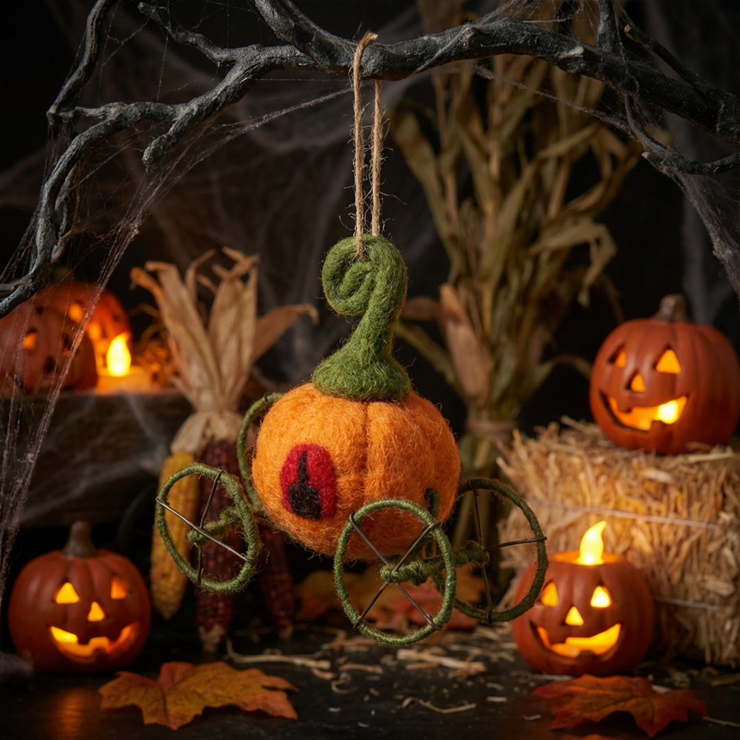 Fairytale Felt Pumpkin Carriage Side View