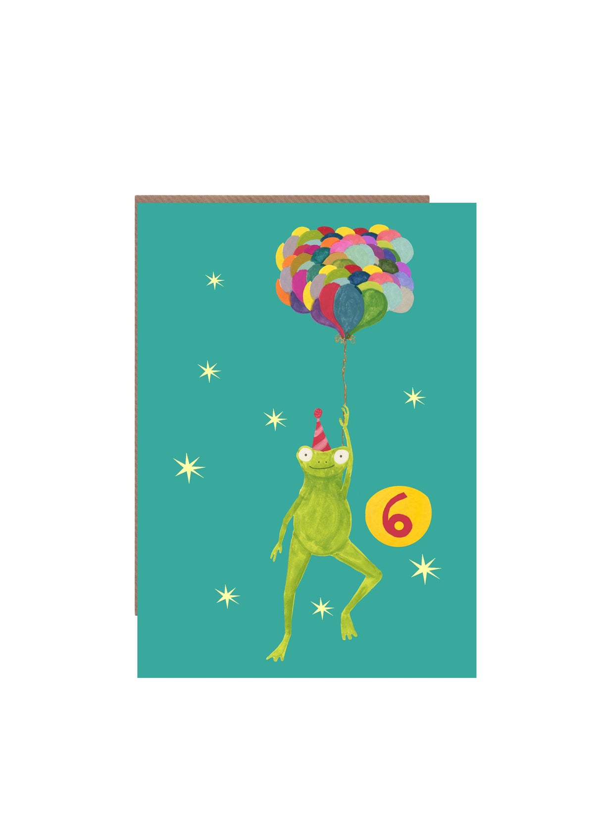 Age 6 Party Frog Children's Birthday Greetings Card by Hutch Cassidy