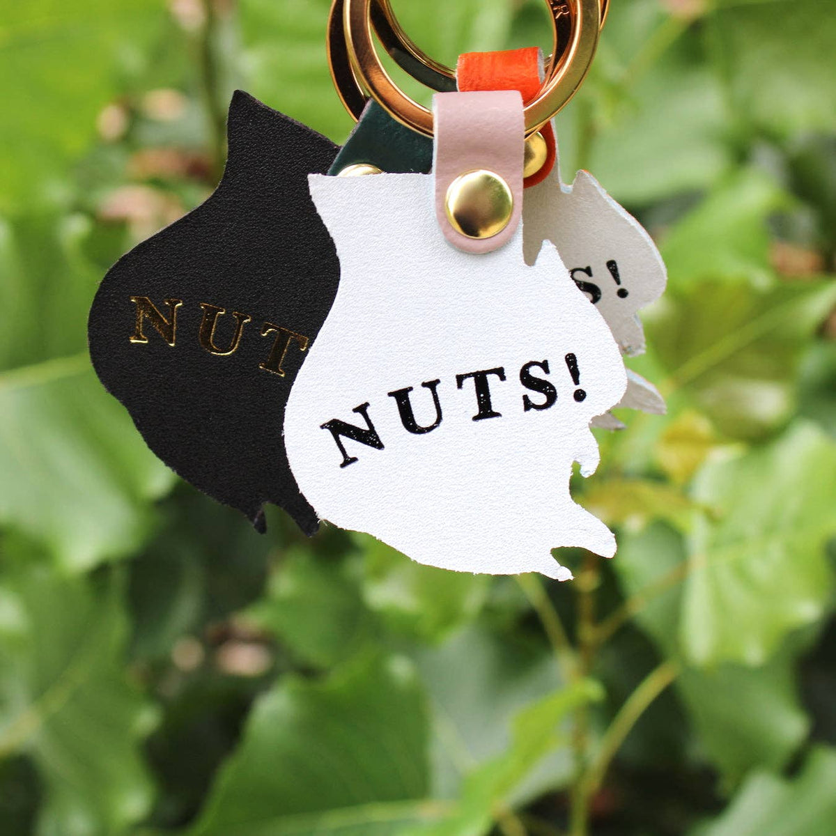Rear view of Scottish leather squirrel keyring