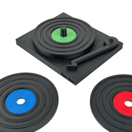 Retro Vinyl Record Coaster Set with Holder, Made Happy, UK-made