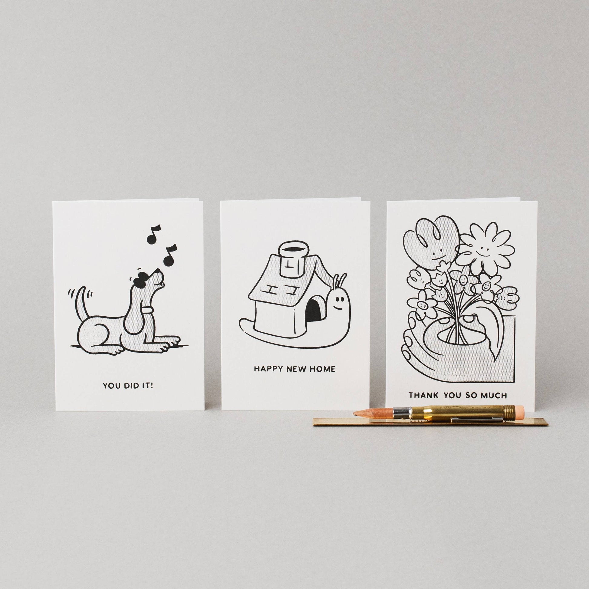 Lobster birthday card showing blank interior and recycled kraft envelope