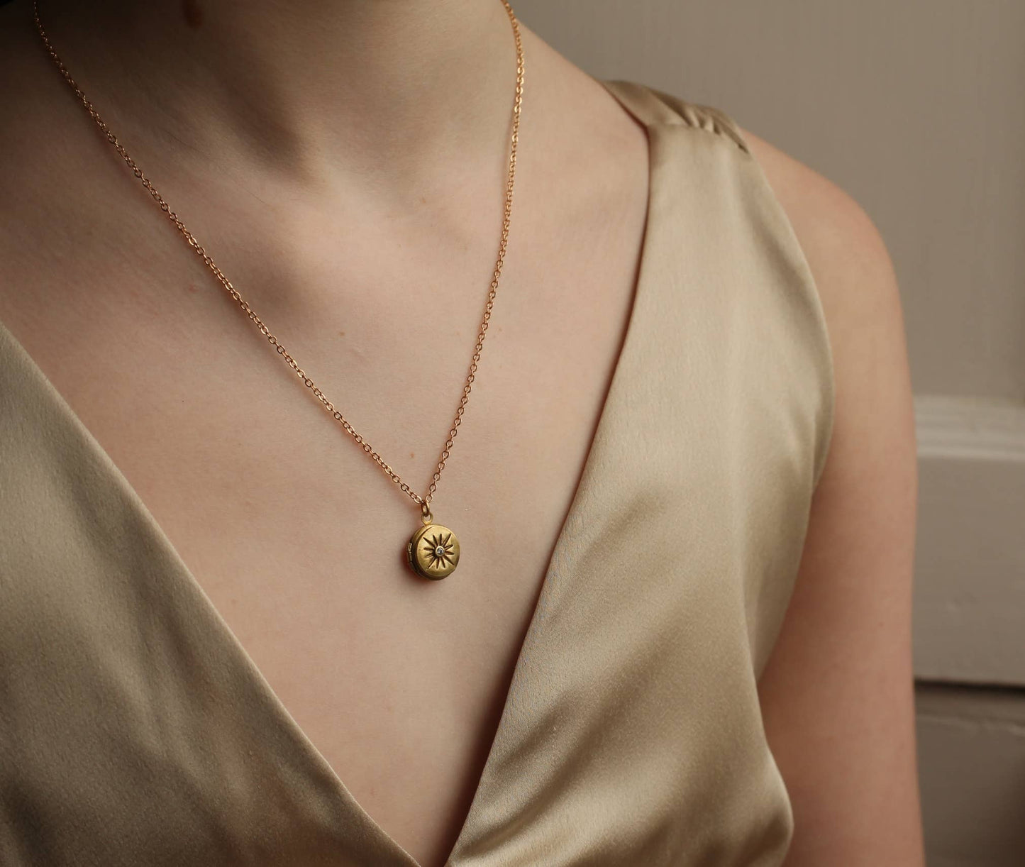 Tiny Compass Star Locket
