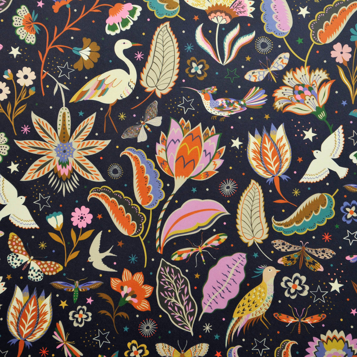 Close-up of Starry Night print on eco-friendly gift wrap