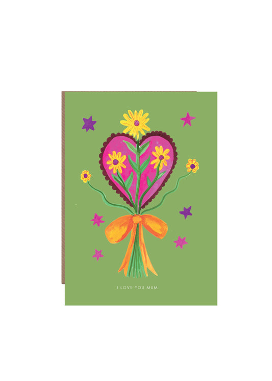'Heart Flowers' Mum Greetings Card 