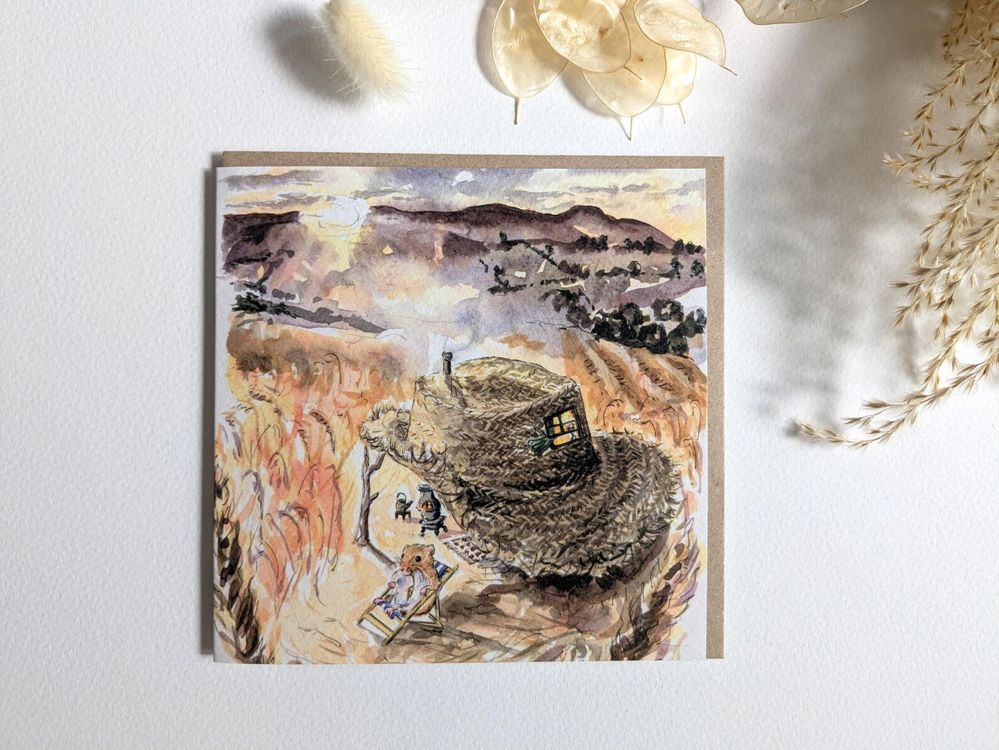 Jessica Kendrew Harvest Mouse Watercolour Greeting Card - British Wildlife Art