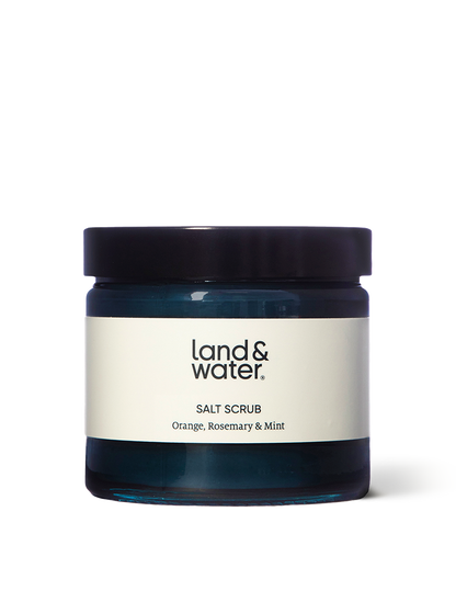 Vegan-friendly Orange, Rosemary & Mint Sea Salt Scrub from Forget Me Not & Green. Recycled packaging, made in British Isles.