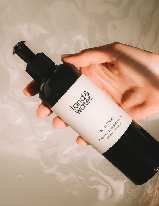 Natural Land & Water Body Wash with citrus and spice essential oils, vegan skincare