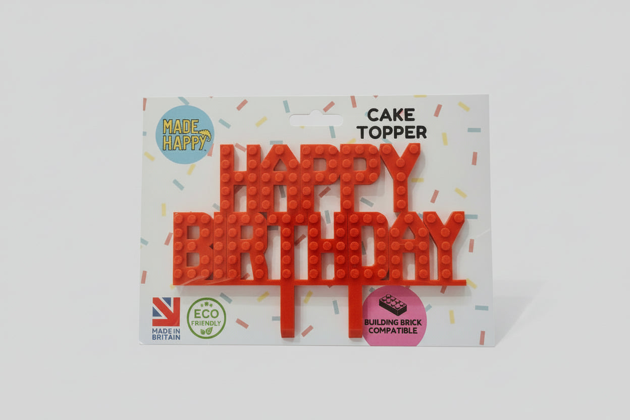 Biodegradable 'Happy Birthday' cake decoration, UK crafted