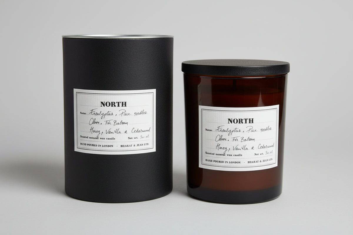 Black tube gift packaging for North soy candle
