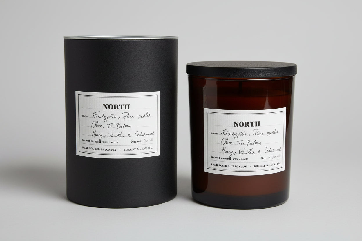 Black tube gift packaging for North soy candle