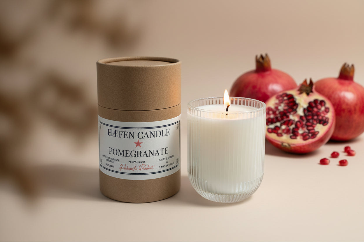 Pomegranate HÆFEN Soy Wax Candle 200g - Fruity & Warm Scent | Parkminster