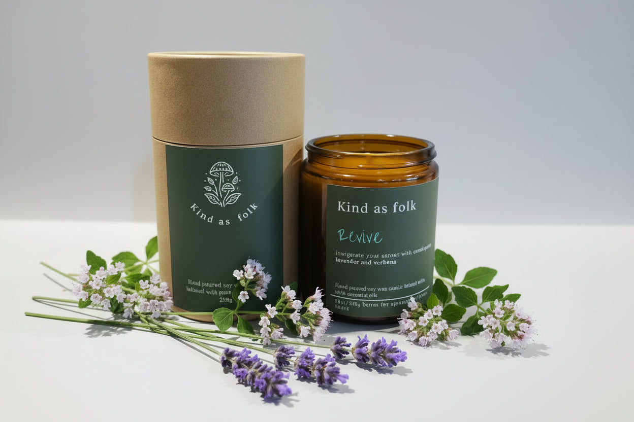 Revive Soy Candle by Kind As Folk in Amber Jar