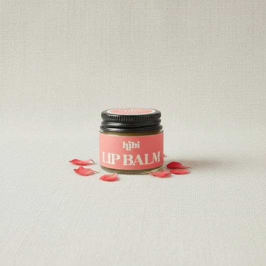 Hibi Cocoa and Geranium Lip Balm in sustainable packaging
