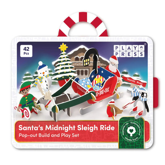 Santa's Midnight Sleigh Pop-out Playset with Snowman & Elf