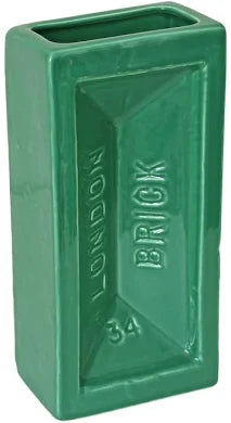 Green London Brick Vase by Stolen Form, ceramic earthenware, high-gloss finish, dishwasher safe.
