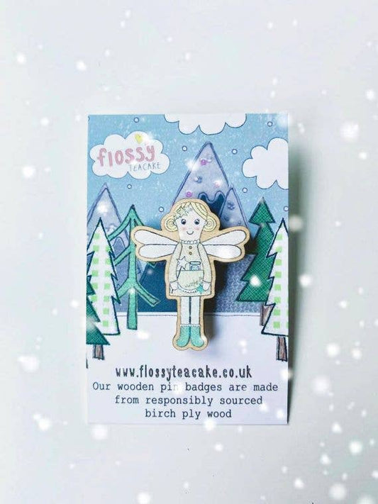 Flossy Fairy Wooden Pin Badge