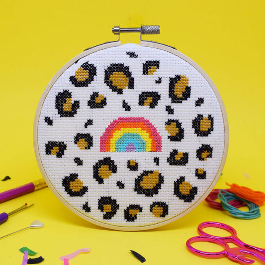 Leopard Rainbow Large Cross Stitch Kit