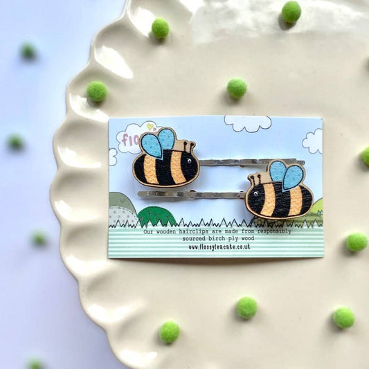 Bee Wooden Hairclips