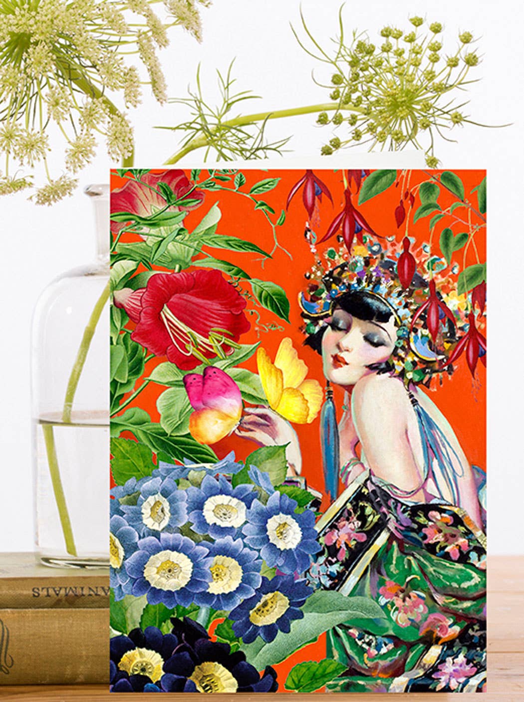 Madame Treacle Girl With Fan birthday card – eco conscious greeting card.