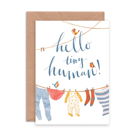 Hello Tiny Human New Baby Greeting Card