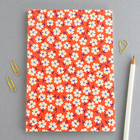 Floral in Red Perfect Bound A5 Notebook