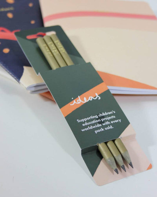 Pencils Pack of 3 recycled - Ideas Green & Gold
