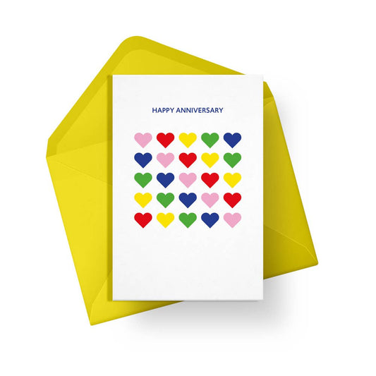 Happy Anniversary Card - Rainbow Hearts