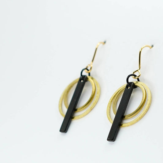 Black + Brass | Double Circle Earrings